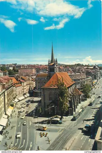 A5696 Switzerland Lausanne Place et Eglise St Francois vue aerienne