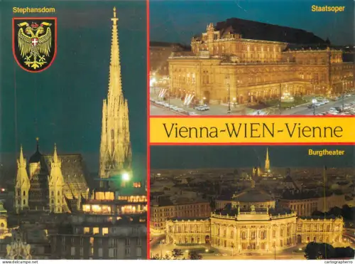 A5692 Austria Wien by night multi view souvenir