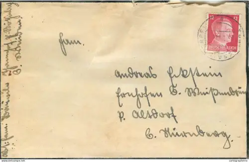 Handwritten obituary notice letter in German, dated May 24, 1942 containing sad news about death of a loved one Kohlberg