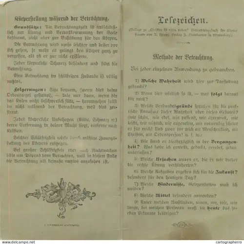 Bookmark – „Lesezeichen – Methode der Betrachtung“, das als Beilage zum Buch „Christus ist mein Leben“ von A. Hoppe