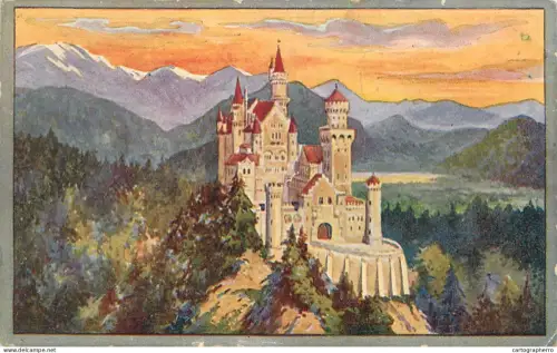 Trade card Germany "Phönix" brand of wheat flour produced by "H. Hildebrand u. Söhne"-  Neuschwanstein Castle