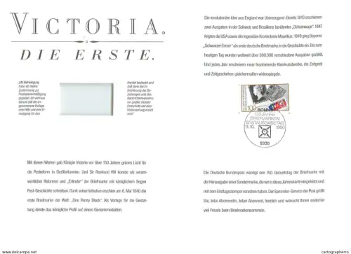 Folder Germany 1990, Year card of the German Collector Service Victoria, die Erste One Penny Black & Schwarzer Einser