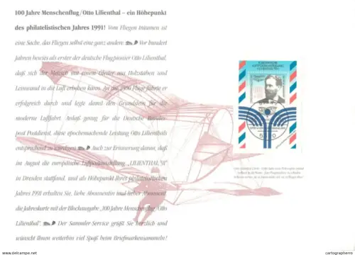 Folder Germany 1991, Year card of the German Collector Service Human Flight 100 Years booklet