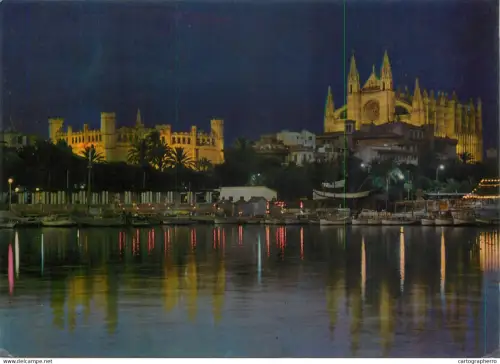 A5690 Spain Mallorca (Baleares) Palma vista nocturna de la Lonja y la Catedral