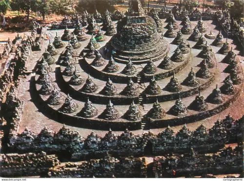 A5688 Indonesia Java Borobudur Buddhist temple aerial view