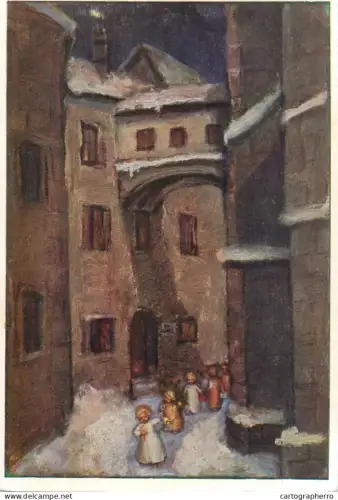 A5703 Old street city view children types singing carols M. Spotl