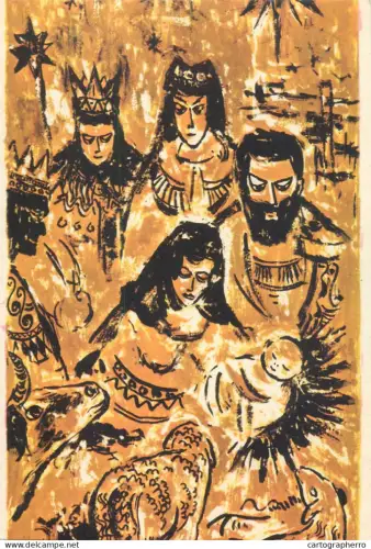 A5702 Winter Holidays Greetings Nativity illustation souvenir