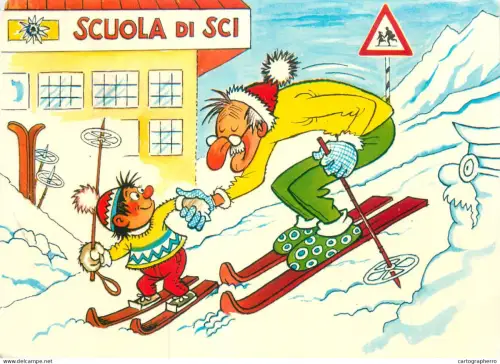 A5700 Scuola di Sci funny humour illustration caricature