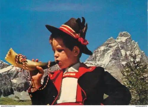 A5700 Italy Breuil Valle Aosta boy with folk traditional costume