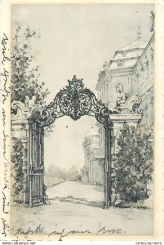 A5705 Austria Wien Oberes Belvedere gate entrance vintage postcard