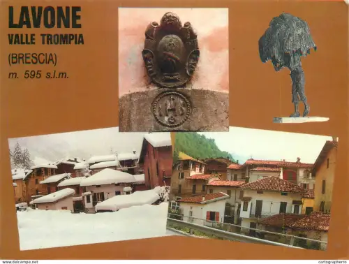 A5713 Italy Brescia Lavone Valletrompa veduta hivernale e Stemma Araldica di famiglia Porteri sec XVI multi view