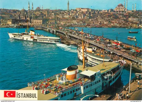 A5711 Turkey Istanbul Galata Bridge, new Mosque and Suleymaniye