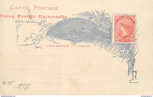 A6187 Brazilian postal card, specifically a 1890-1891 - 80 Reis postal stationery card