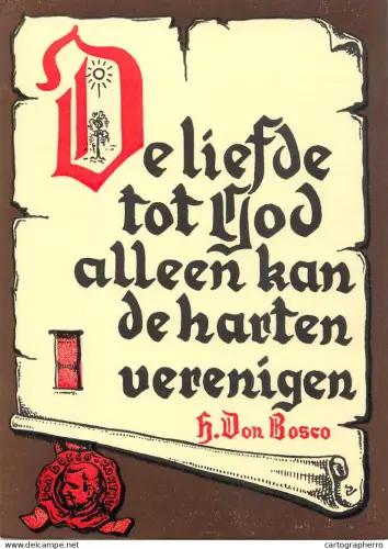 A6093 Calligraphic Gothic font religious quote in Dutch, attributed to Saint Don Bosco