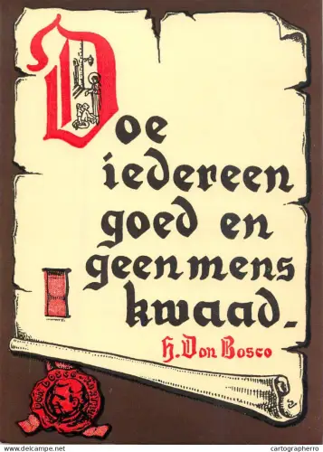 A6093 Calligraphic Gothic font religious quote in Dutch, attributed to Saint Don Bosco