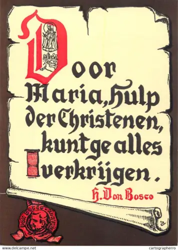 A6093 Calligraphic Gothic font religious quote in Dutch, attributed to Saint Don Bosco