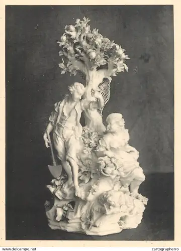A6093 Morlanwelz Musee de Mariemont " Jardiniers et Pecheurs" porcelaine emaillee carte postale
