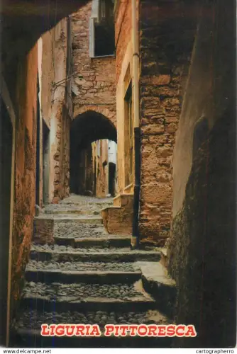A5710 Italy Cervo Ligure picturesque street view antique architecture