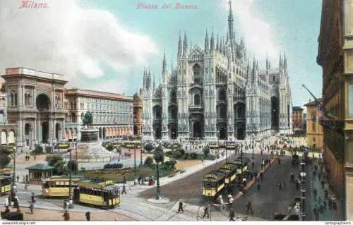 A6194 Milano (Milan) Piazza del Duomo tramways 1909