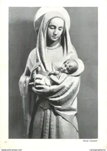 A6206 Photographic postcard sculpture depicting the Madonna and Child, The Procurator of the Rosary Mission in Manz