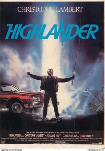 A6205 Highlander movie poster postcard Christophe Lambert