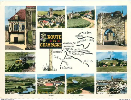 A5738 France  Route du Champagne map and several sights