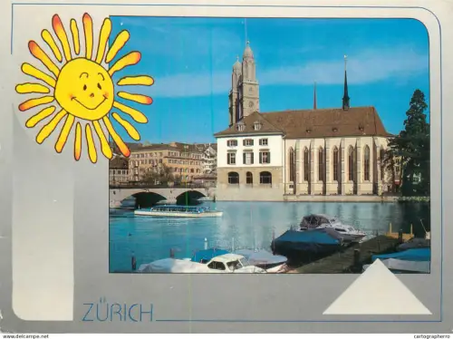 A5720 Switzerland Zurich mit Limmat, Wasserkirche und Grossmunster