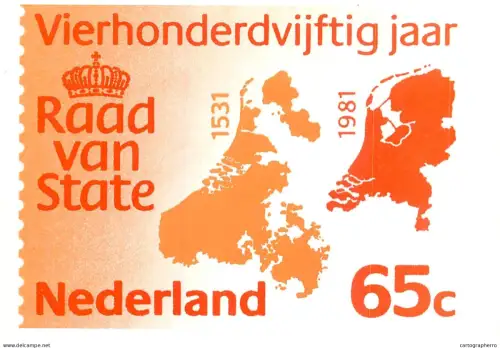 A6099 Netherlands postcard stamp design from 1981 commemorating the 450th anniversary of the Council of State