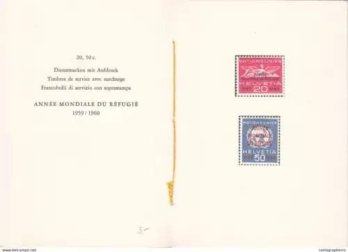 A6099 Swiss United Nations stamps from the "World Refugee Year" issue of 1959-1960