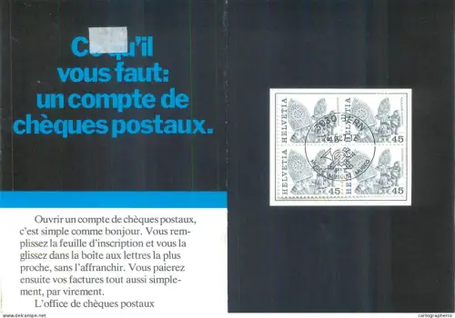 A6099 Postal advertisement leaflet from Switzerland, showcasing postage stamps from the 1977-1984 Regional Folk Customs
