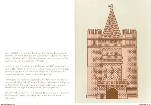 A6099 Spalentor, a historic city gate in Basel, Switzerland block of 4 Europe CEPT stamps