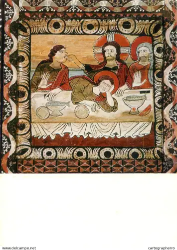 A6099 Last Supper as portrayed in Romanesque art, St. Martin Church ceiling in Zillis Switzerland PRO PATRIA stamps 1965