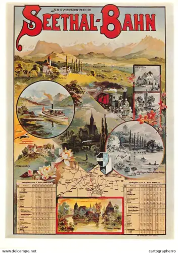 A6098 Advertisement modern postcard official poster Swiss Seethalbahn railway route from Lucerne to Lenzburg