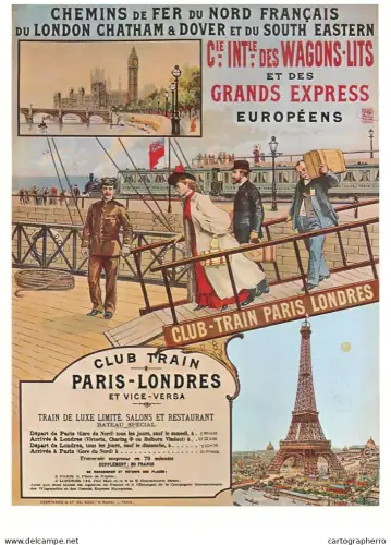 A6098 Advertisement modern postcard official poster "Club Train" service between Paris and London