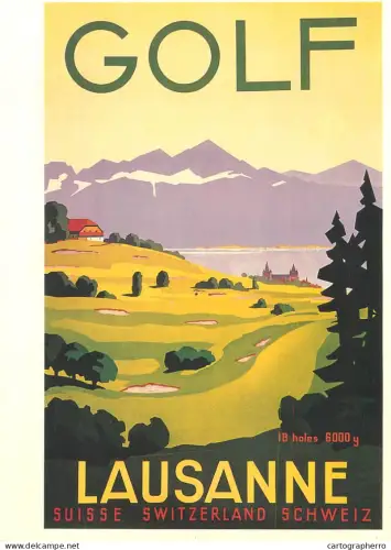 A6098 Advertisement modern postcard official poster golf course in Lausanne, Switzerland