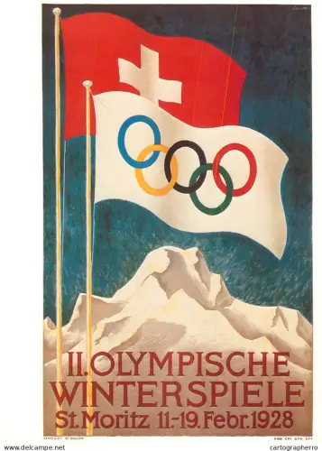A6098 Advertisement modern postcard official poster 1928 Winter Olympics, held in St. Moritz, Switzerland, Hugo Laubi