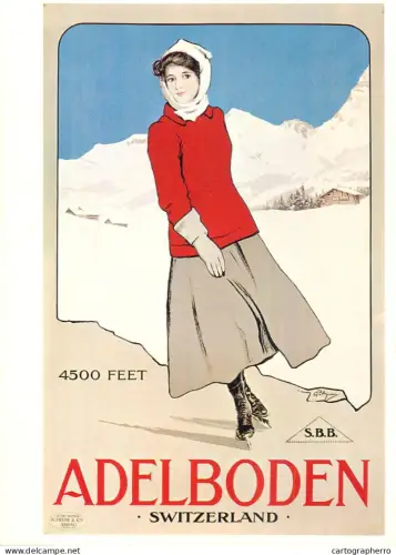 A6098 Advertisement poster modern postcard  "Adelboden" designed by Italian artist Carlo Pellegrini