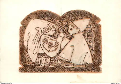 A6097 Romania winter seasonal greetings card folk patterns