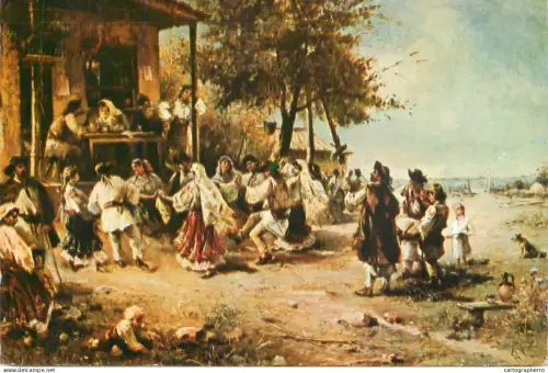 A6097 Romania fine art Th. Aman - Hora de la Aninoasa
