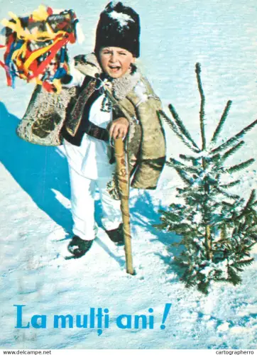 A6097 Romania winter traditions folk type costume postcard 1970
