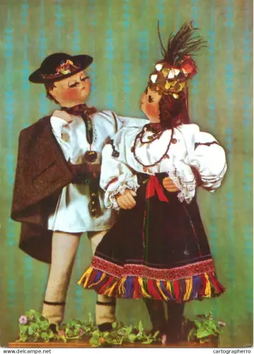 A6097 Romania puppets folk types costumes postal card