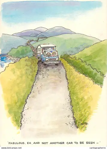 A6095 Besley caricature postcard - Fabulous and not another car to be seen