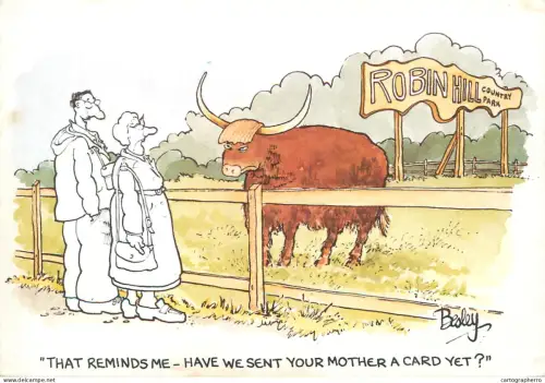 A6095 British humor signed Besley caricature postcard - That reminds me have we sent your mother a card yet ?