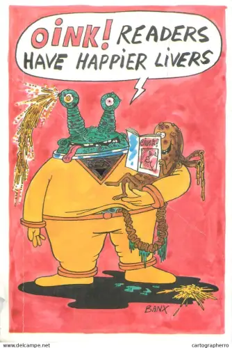 A6095 Readers have happier livers caricature postcard by Banx
