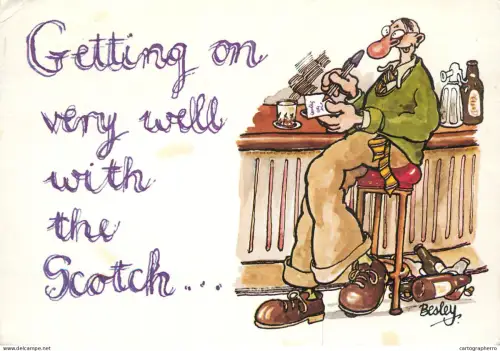 A6095 Besley comic caricature British humor - Getting on very well with the Scotch