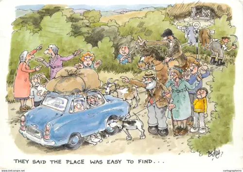 A6095 British humor caricature postcard they said the place was easy to find