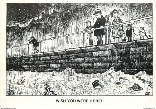 A6095 British humor caricature postcard wish you were here