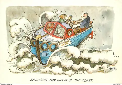 A6095 British humor postcard enjoying our views of the coast caricature by Besley
