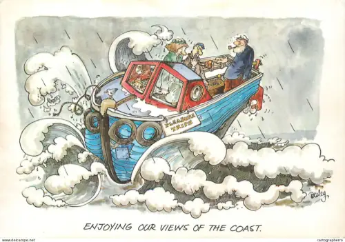 A6095 British humor postcard - enjoying our views of the coast caricature by Besley