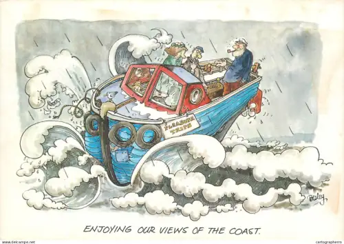 A6095 Enjoying our view of the coast Besley caricature postcard
